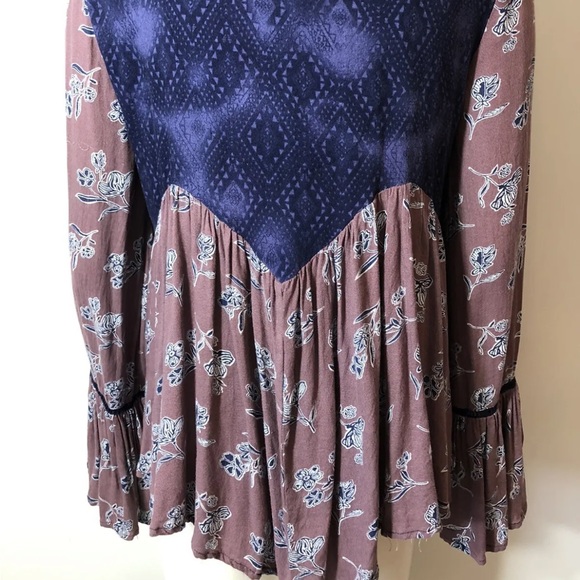 Vintage Havana Peasant Boho Bell Sleeve Navy Blouse - Picture 3 of 8